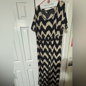 Black and Beige Chevron Dress